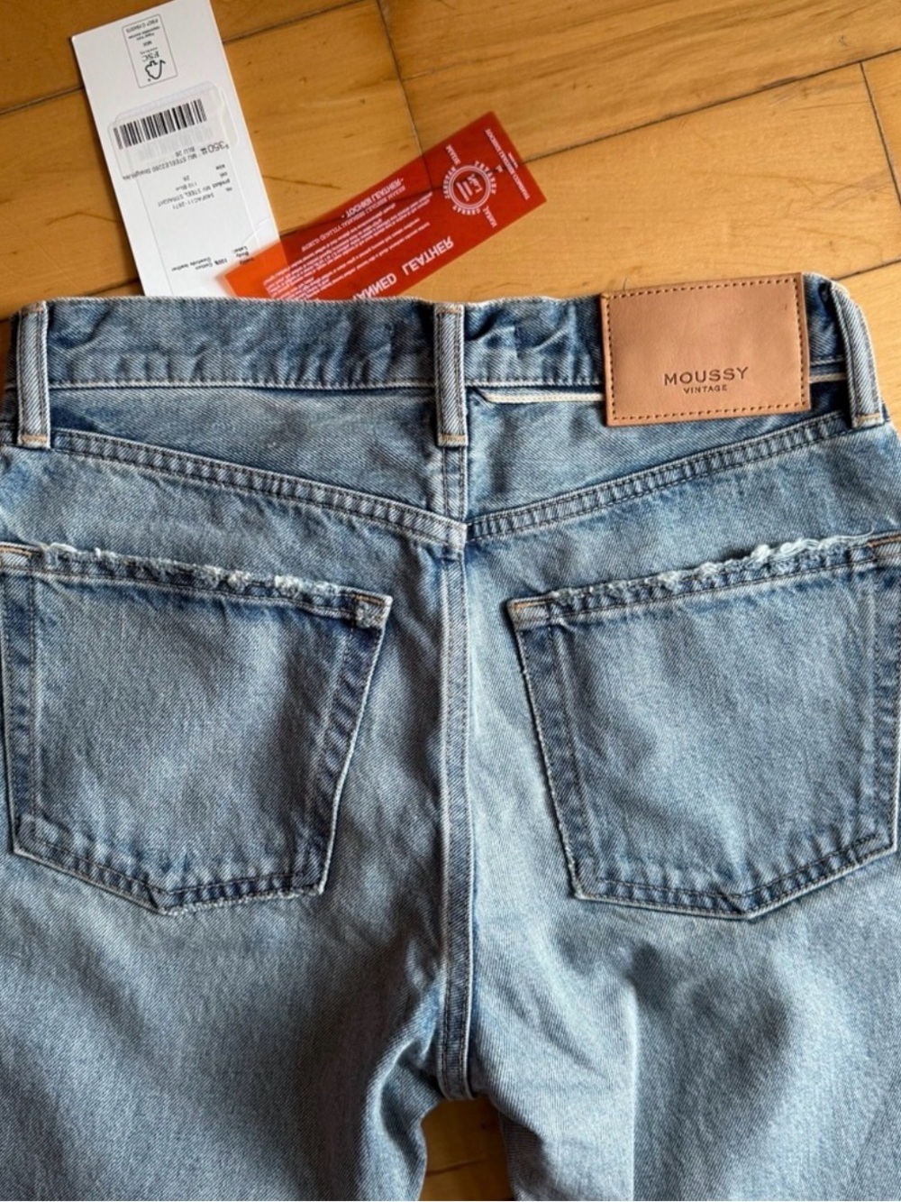 NEW MOUSSY VINTAGE STEELE2260 Straight Light Blue Denim Distressed Jeans Size 26 - Picture 3 of 15